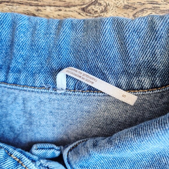 Free People Bedford Cropped Denim Jacket Distressed Medium Wash Cotton - Picture 11 of 16